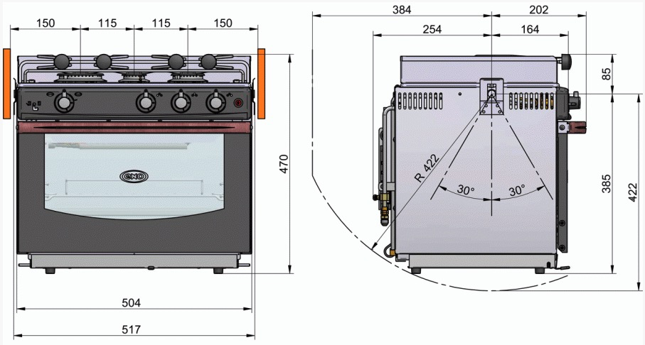 2 Burner Open Sea - Enamelled Oven 1423 (No Grill)