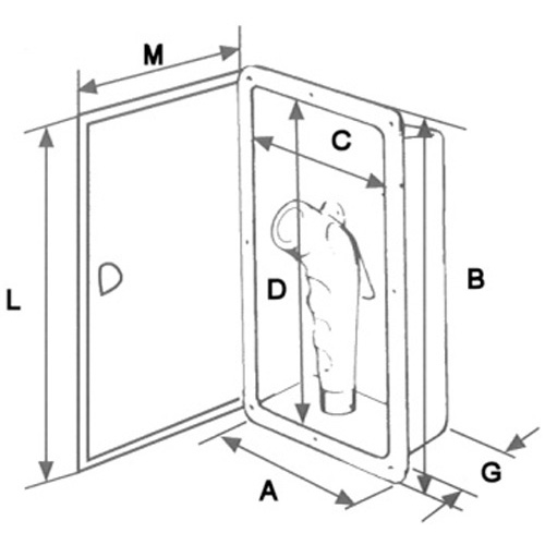Recessed box - Hinged Door - 183 x 110mm