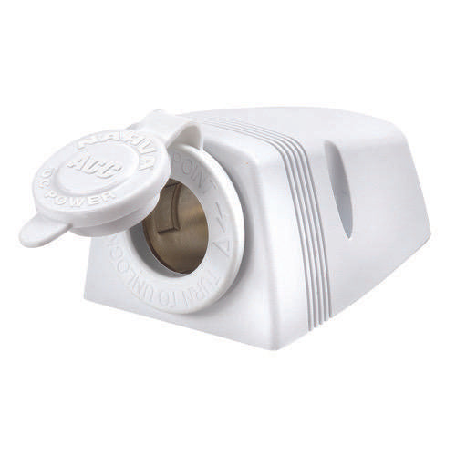 Heavy-Duty Surface Mount Accessory Socket - White for RV and Marine Applications - Bulk Pack (1)