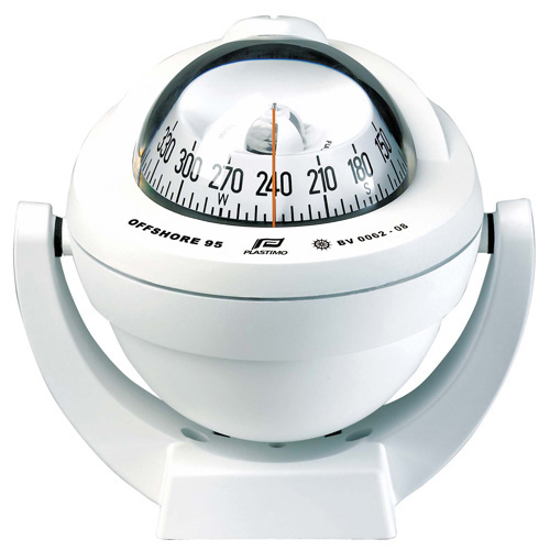 Offshore 95 Powerboat Compass - White - Bracket Mount - With Conical White Card