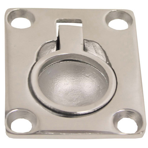 Small Flush Ring Pull Chrome Plated Brass -  Rectangular - 43 x 37mm