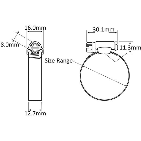 S/S Perforated Standard Hose Clamp - 10 Per Box