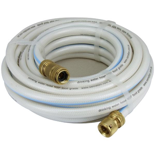 Drinking Water Hose w/ 2 Brass Quick Connect Fittings - 12mm x 10m - Per Roll