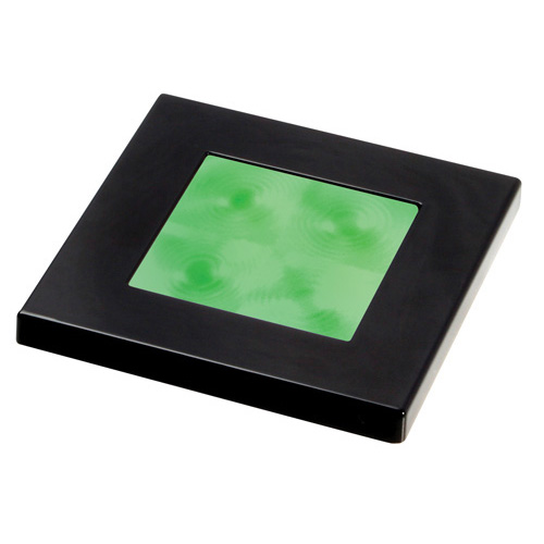 Led Square Green 12V Black Rim