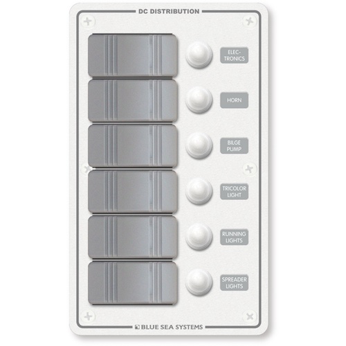 Contura Water Resistant 12V DC Circuit Breaker Panel - White 6  Position