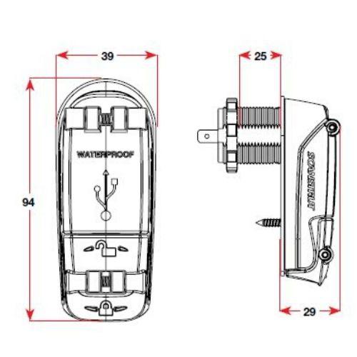 ROKK Charge+ Waterproof 12/24V USB Socket