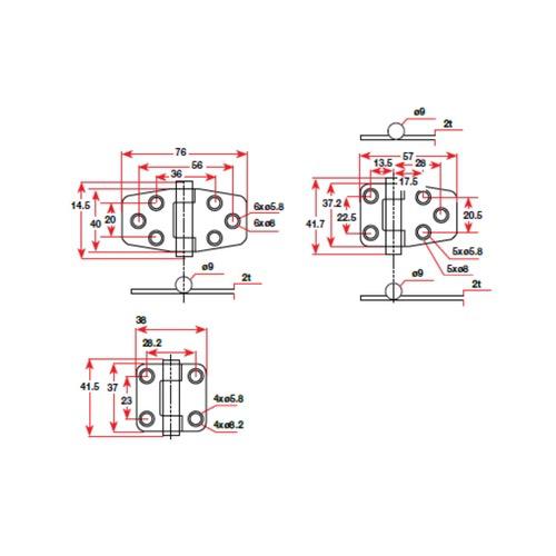 Friction Hinge S/S - 38 x 57mm - Screw: No. 8 or M4