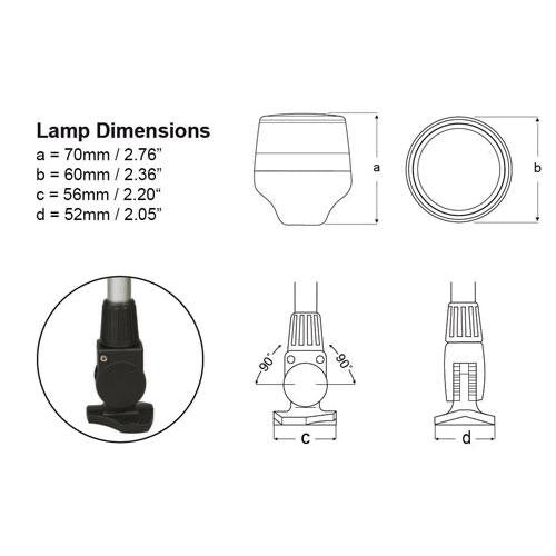 2NM NaviLED 360 All Round White Fold Down Pole Navigation Lamp - 12inch/315mm - Black Base