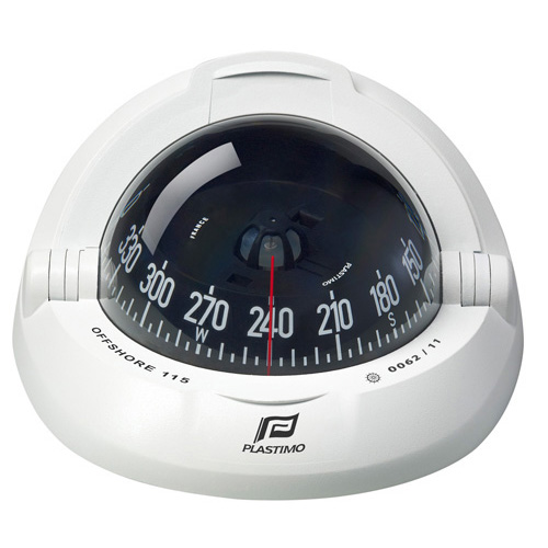 Offshore 115 Powerboat Compass - White - Flush Mount - With Conical Black Card