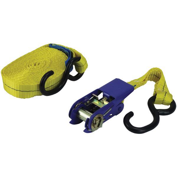 25mm x 4m Light Duty Epoxy Coated Tradesman Ratchet Yellow Tie Down
