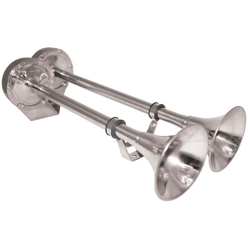 Trumpet Horn - Dual - Stainless Steel - 12 Volt - 445mm / 390mm