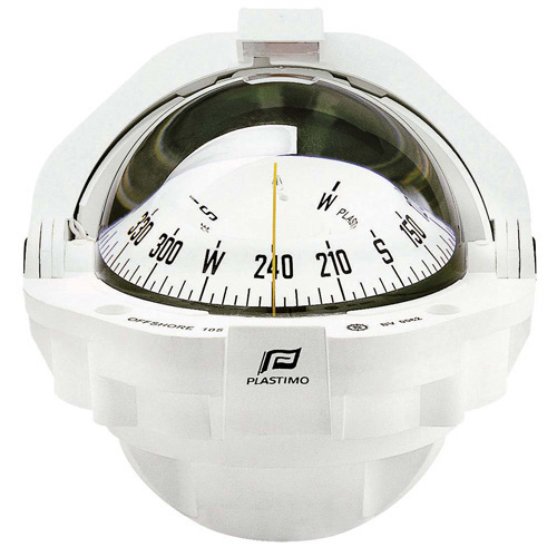 Offshore 105 Powerboat Compass - White - Flush Mount - With Conical White Card