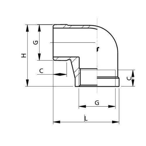 Male-Female End Plug Elbow 90° AISI 316