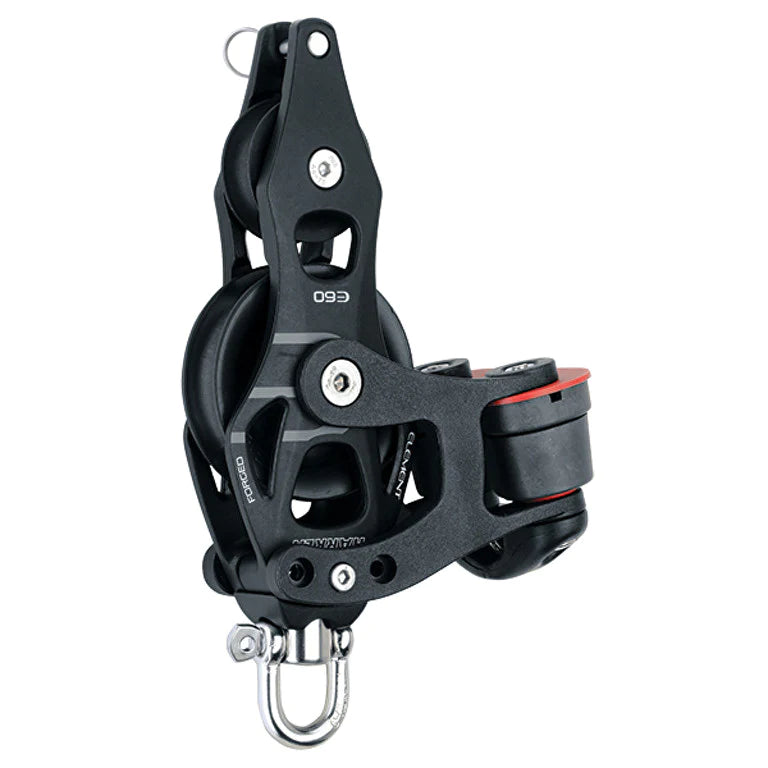 60mm Aluminum Element Fiddle Block - Swivel, Becket, Cam Cleat