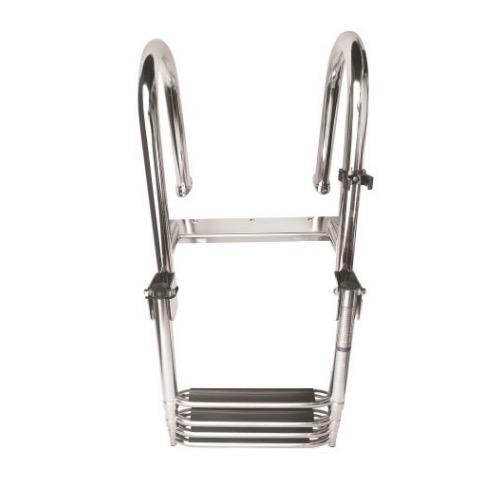 Telescopic stainless steel (AISI 316) boarding ladder with 4 steps, extended length 1600 mm