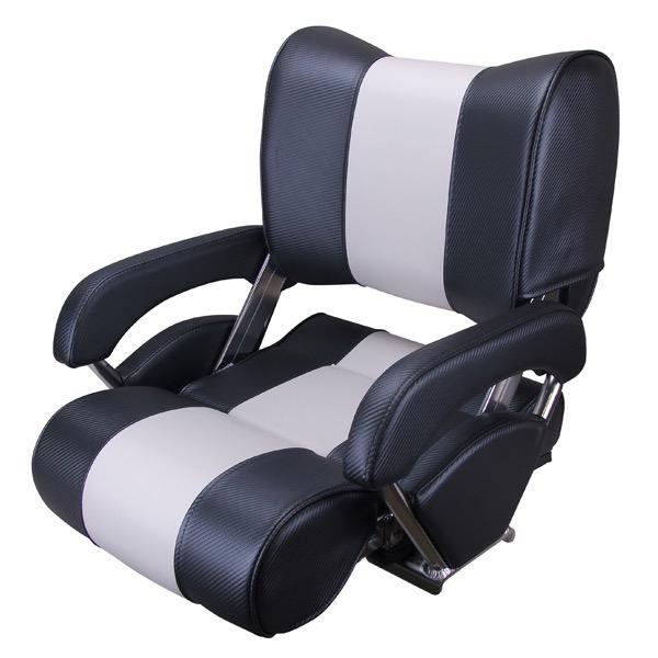 Deluxe Tasman Series Flip Back Seat - Dark Grey Carbon/White