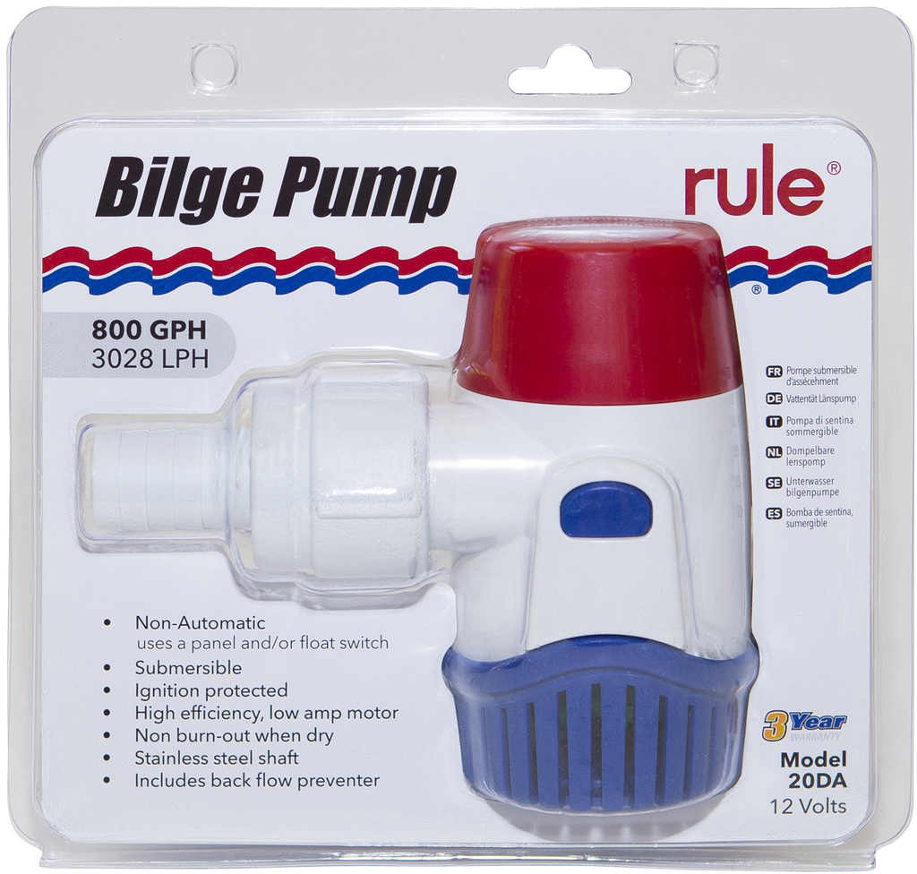 800GPH Submersible Bilge Pump - Non-Automatic - 12V