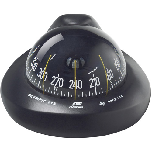 Olympic 115 Sail Compass - Black - Inclined Flush Mount Up To 45 Degrees - With Conical Black Card