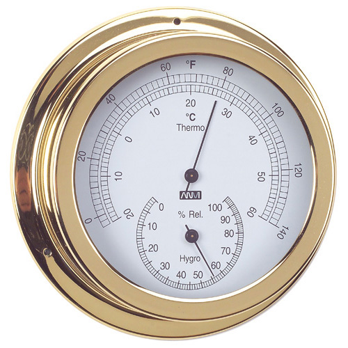 Thermometer & Hygrometer Combo - Polished Brass - 120mm