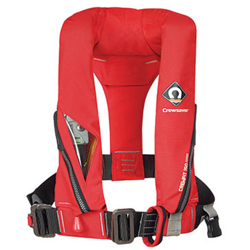 Crewfit 150N Junior Lifejacket - Auto- Harness - Fiery Red