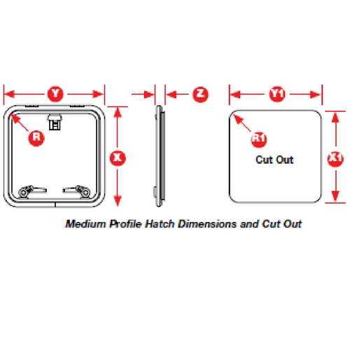 Hatch - Medium Profile - 70 - Outside Dim: 698 x 698mm - With Stay