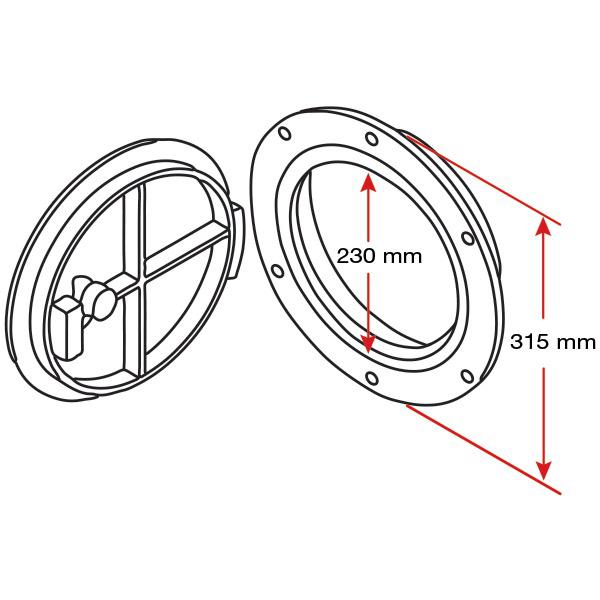 Access Hatch - Round Removable Lid ASA Plastic