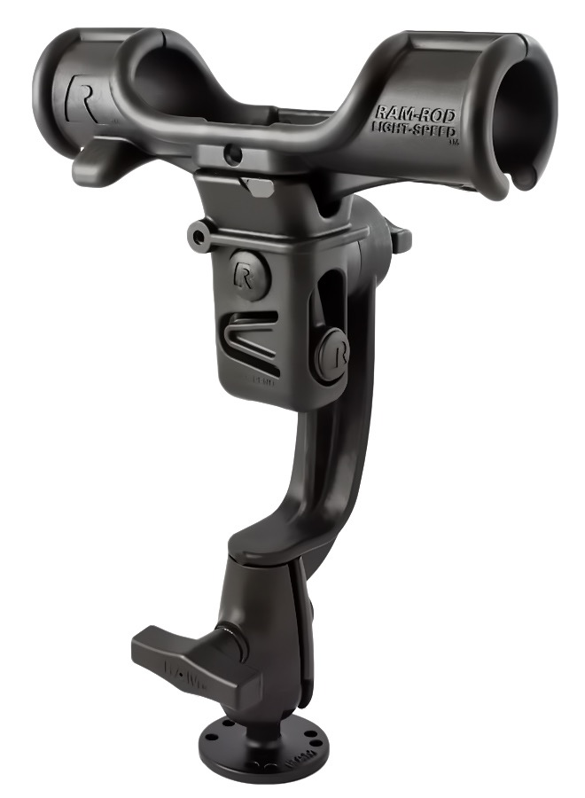 RAM ROD Light-Speed Holder with RAM ROD Revolution Ratchet/Socket System and Round Flat Surface Base