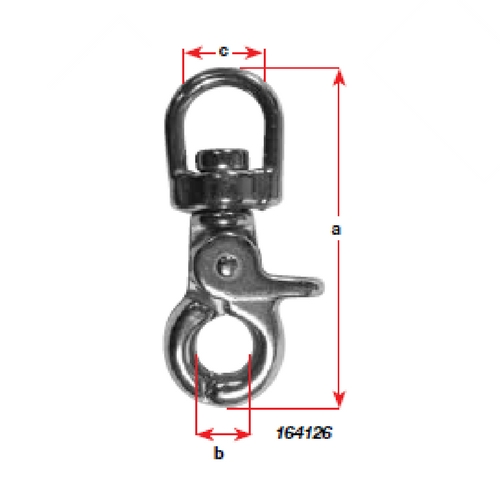Swivel Eye Tiger Snap Hook - Stainless Steel - QTY: 1 - 10.5mm - Break load: 200kg