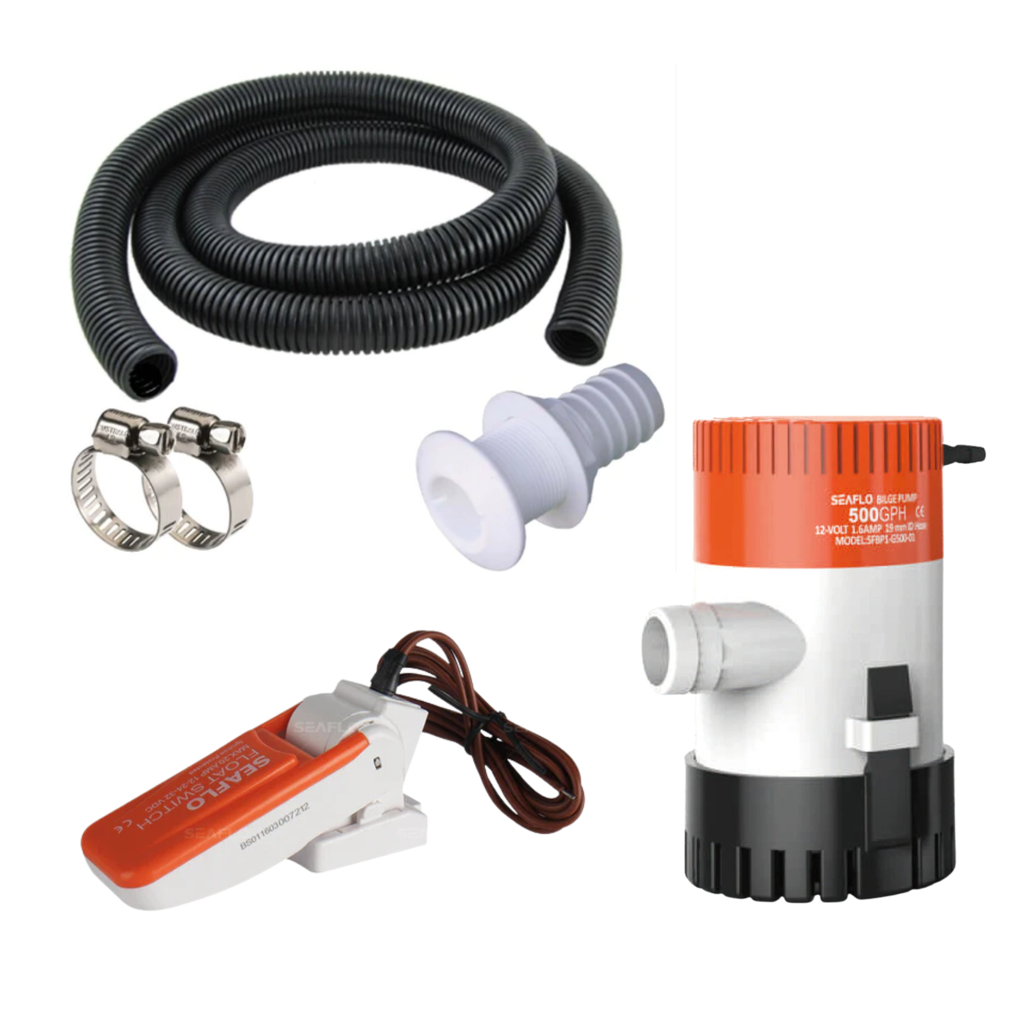 Seaflo - Seaflo 500 GPH + Hose Kit Premium 20mm + Float Switch 