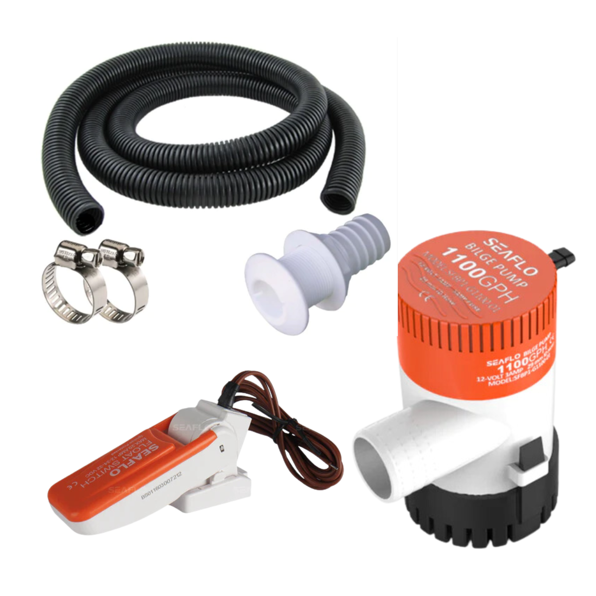 Seaflo - Seaflo 1100 GPH + Hose Kit Premium 28mm + Float Switch