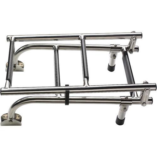 Folding stainless steel (AISI 316) boarding ladder, transom mounted, with 4 steps, unfolded length 905 mm