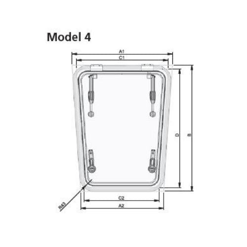 Altus Trapezium Hatch - No. of Handles: 2 - Model 4 - Cut-out Dim: 464 x 607 x 378mm