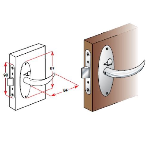 Compact Chrome Door Lock Set - Door Thickness: 19-22mm
