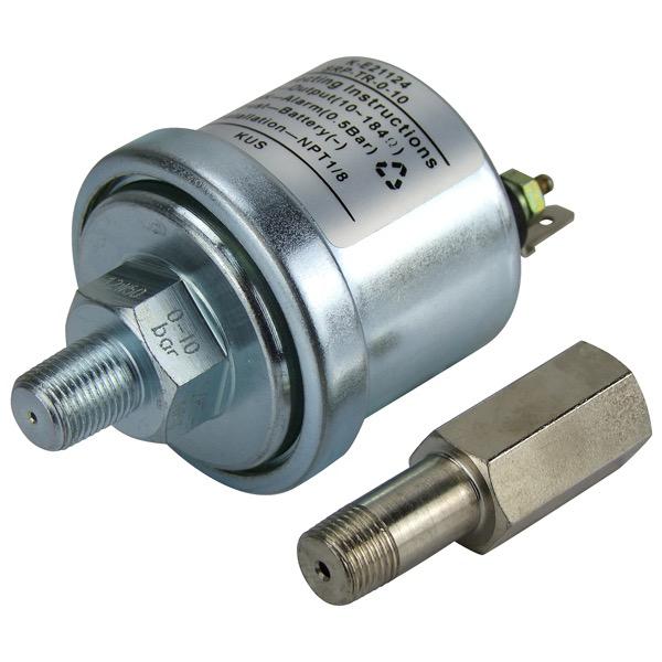 6-24V Pressure Sender - 10-184 Ohms - 0-10 Bar 0.5 Switch - 1/8"NPT