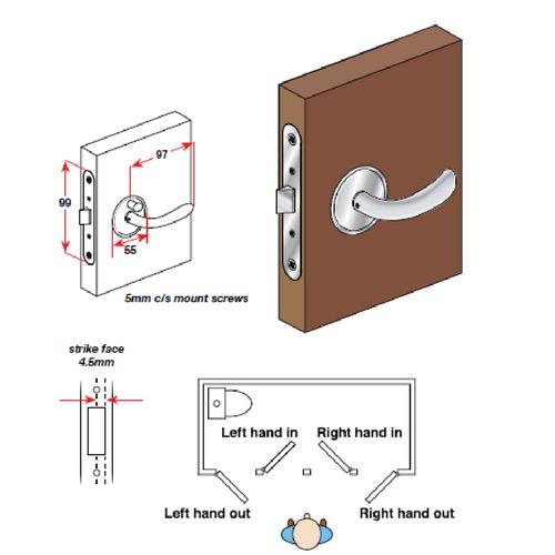 McCoy Chrome Door Lock Set - 28-73mm Door Thickness