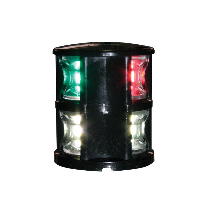 Tri-Colour/360 Degree White Navigation Light - LED - 12V - Black Housing
