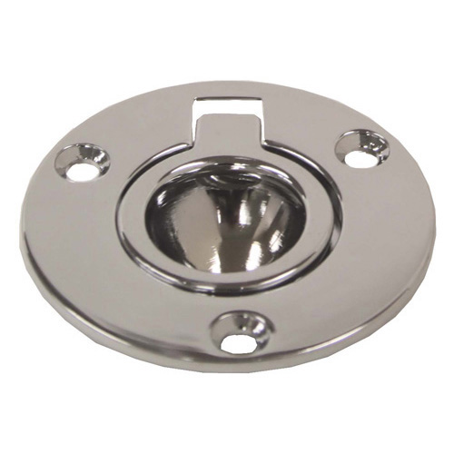 Pull Ring - Round Flush - Chrome Brass - 52mm