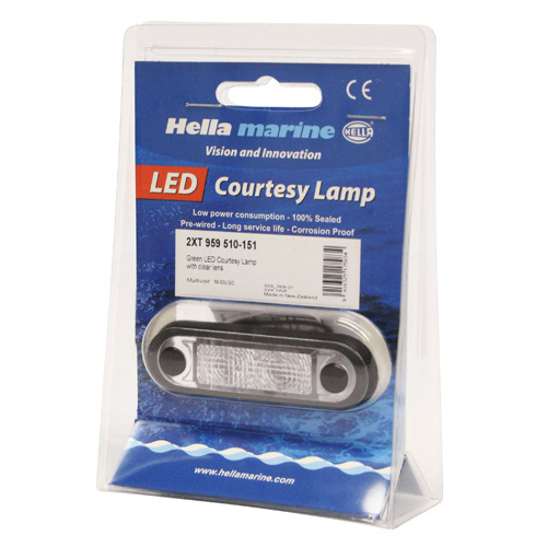 Led Oblong Bluie Narrow Rim Courtesy Lamp Clear Lens Mv