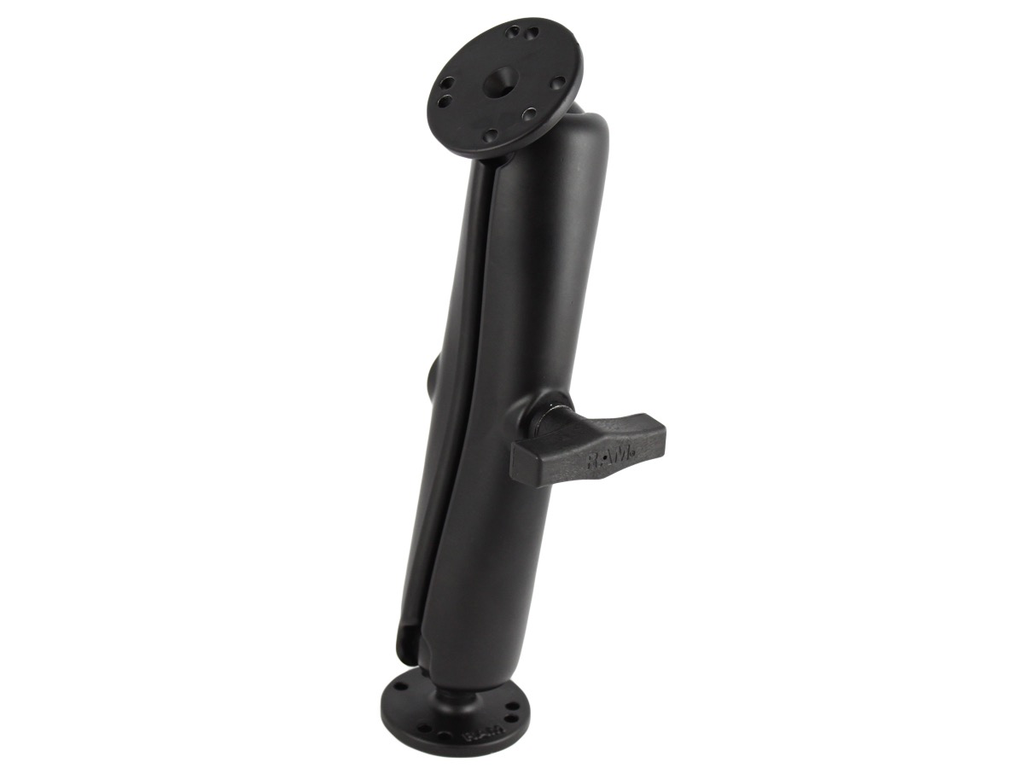RAM C Size 1.5" Ball Mount with Long Double Socket Arm & 2 2.5" Round Plate with AMPs hole pattern
