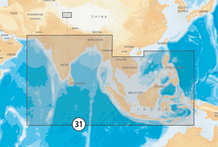 Navionics+ SD & Micro SD and SD Adapter - Indian Ocean & South China Sea
