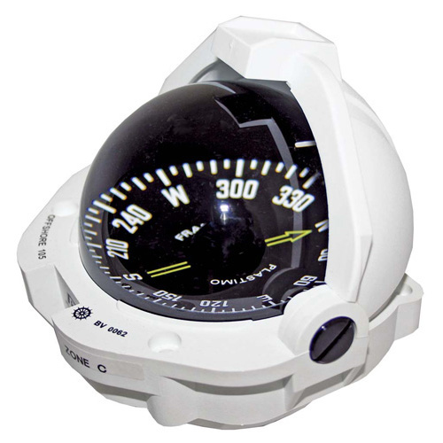Offshore 105 Powerboat Compass - White - Flush Mount - With Flat Black Card