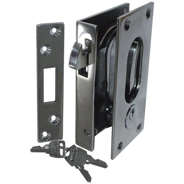 Stainless Steel Sliding Door Lock w/ Key