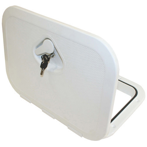 Deluxe Model Opening Storage Hatch - White - With Key Lock - 375 x 275mm