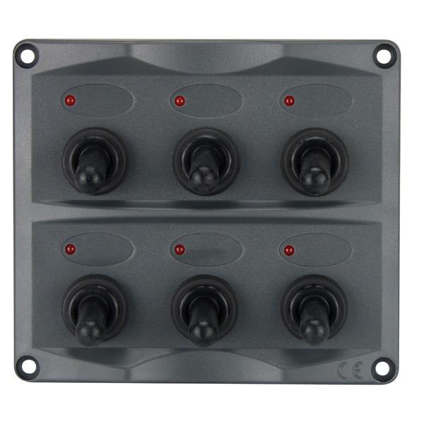 6 Switch Water Resistant Black Panel - 107(W) x 96(H)mm