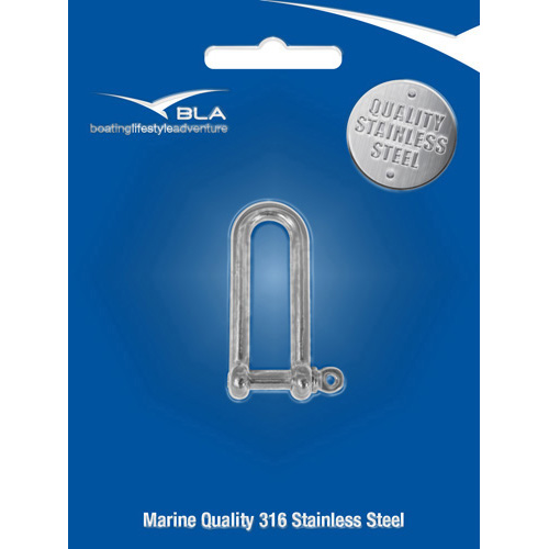 Long 'D' Shackle - Stainless Steel Captive Pin (Packaged Item)