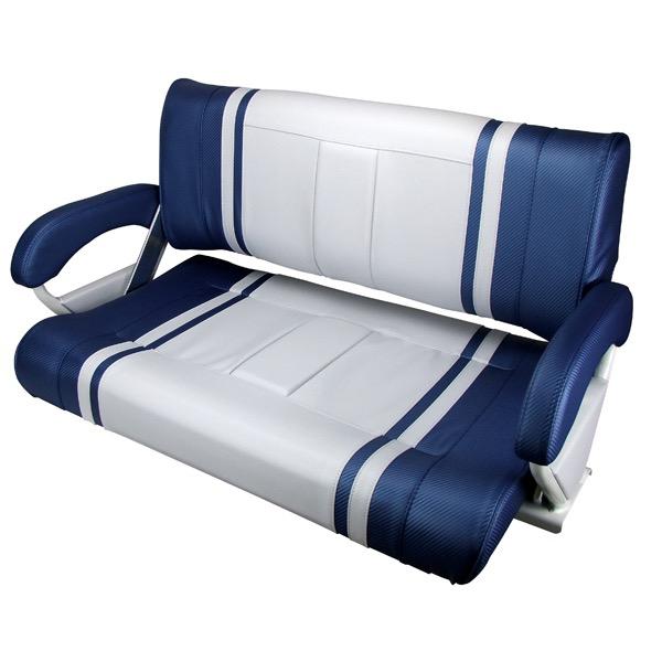 Double Flip Back Console Series Seat - White Carbon/Blue Carbon