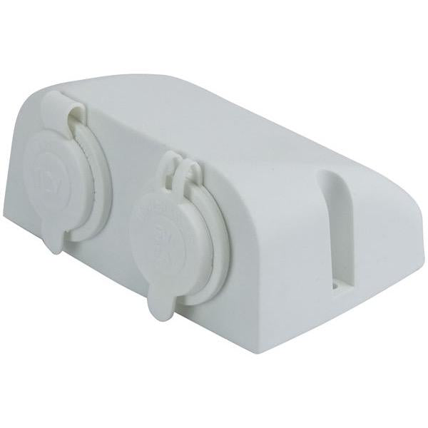 12V Surface Mount White USB/Cigarette Charger Outlet Combo - 110(W) x 80(H) x 50(D)mm