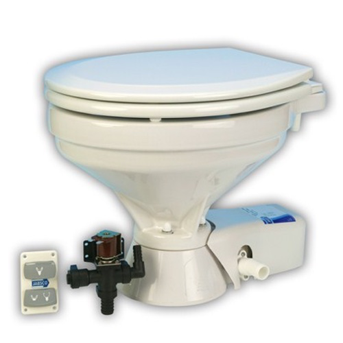 37045 Series Quiet Flush Electric Toilet - Fresh Water - 12V - Compact Size