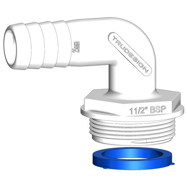 1-1/2" BSP (M) Aquavalve Hose Tail - Angled