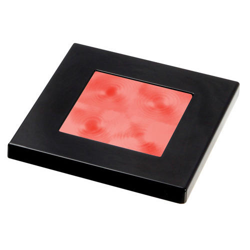Led Square Red 12V Black Rim